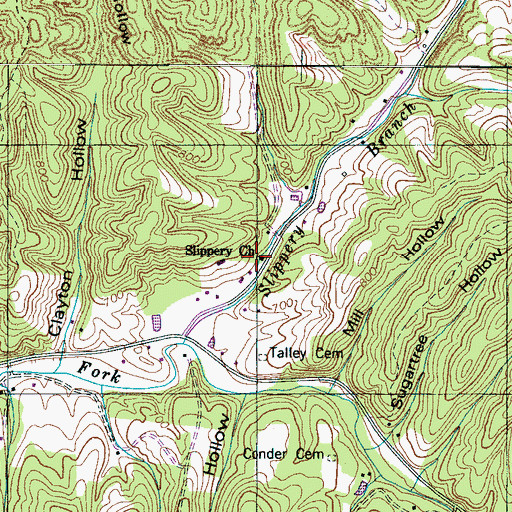 Topographic Map of Slippery Church, TN