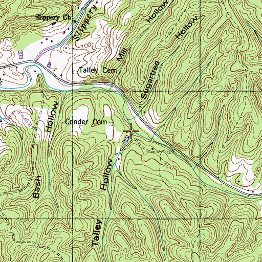 Topographic Map of Talley Hollow, TN