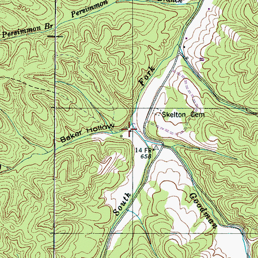 Topographic Map of Baker Hollow, TN