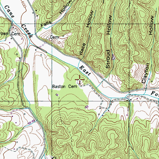 Topographic Map of Baston Cemetery, TN