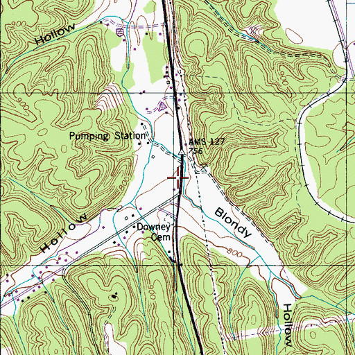 Topographic Map of Blondy Hollow, TN