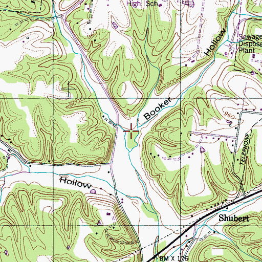 Topographic Map of Booker Hollow, TN