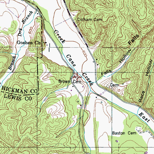 Topographic Map of Brown Cemetery, TN