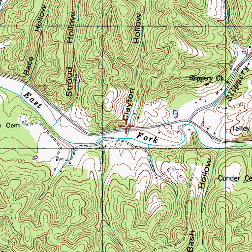 Topographic Map of Clayton Hollow, TN