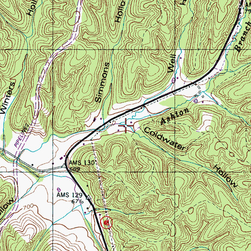 Topographic Map of Coldwater Hollow, TN