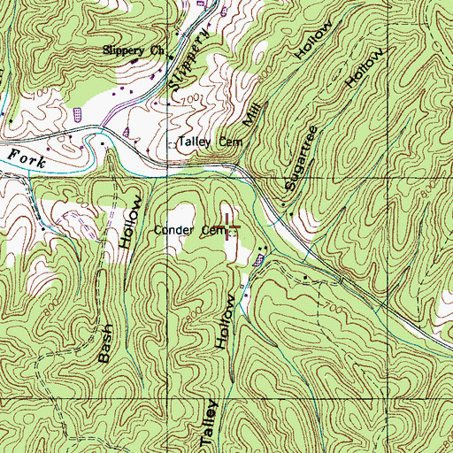 Topographic Map of Conder Cemetery, TN
