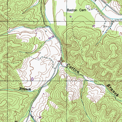 Topographic Map of Cotton Branch, TN