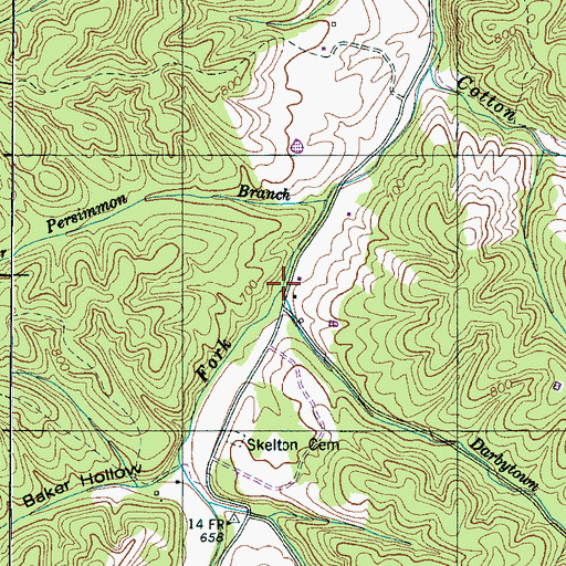 Topographic Map of Darbytown Branch, TN