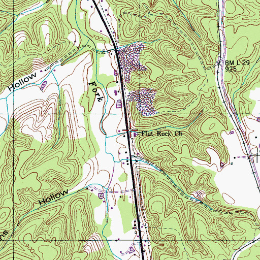 Topographic Map of Flat Rock Church, TN