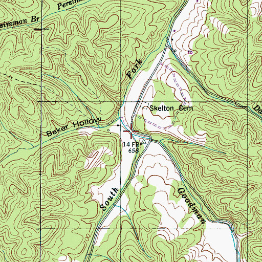 Topographic Map of Goodman Branch, TN