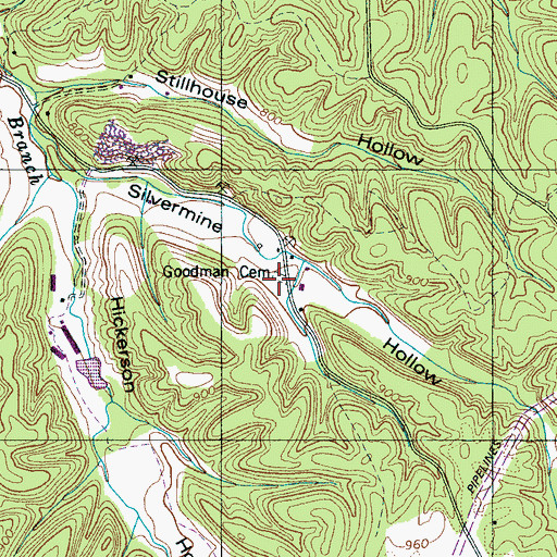 Topographic Map of Goodman Cemetery, TN