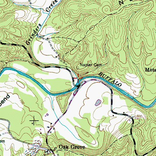 Topographic Map of Grinders Creek, TN