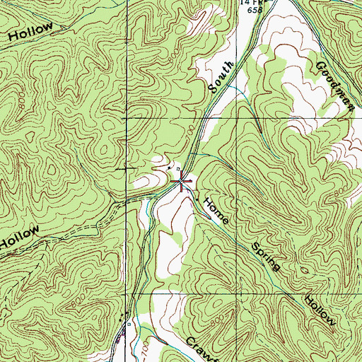 Topographic Map of Home Spring Hollow, TN