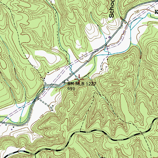 Topographic Map of Jacks Branch, TN
