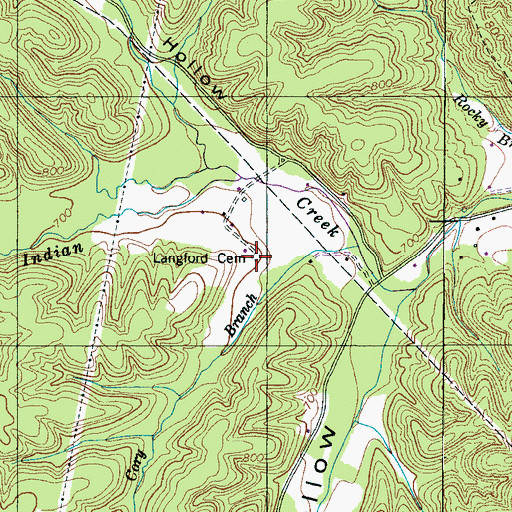 Topographic Map of Langford Cemetery, TN