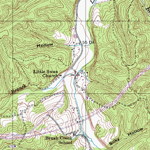 Topographic Map of Piney Branch, TN