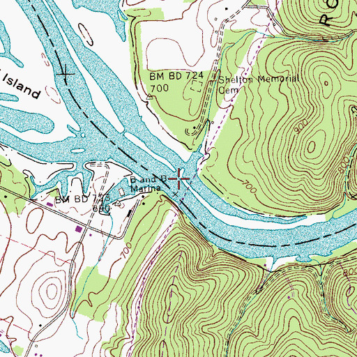 Topographic Map of Raht Ferry, TN