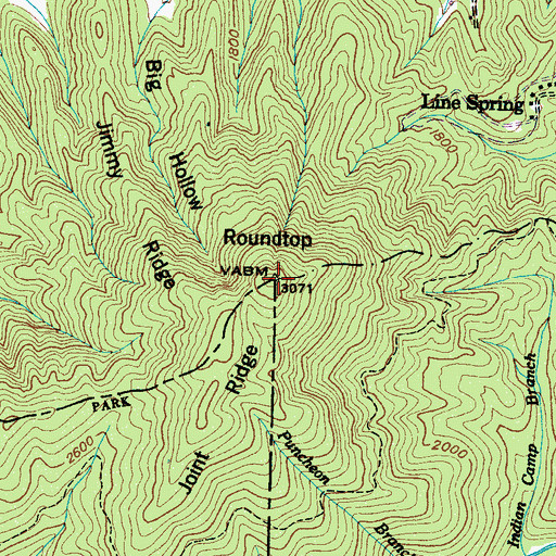 Topographic Map of Round Top, TN