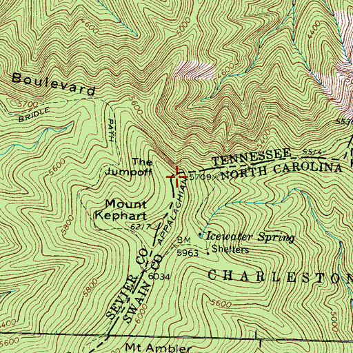 Topographic Map of The Jumpoff, TN