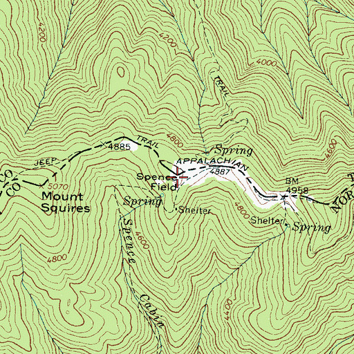 Topographic Map of Spence Field, TN