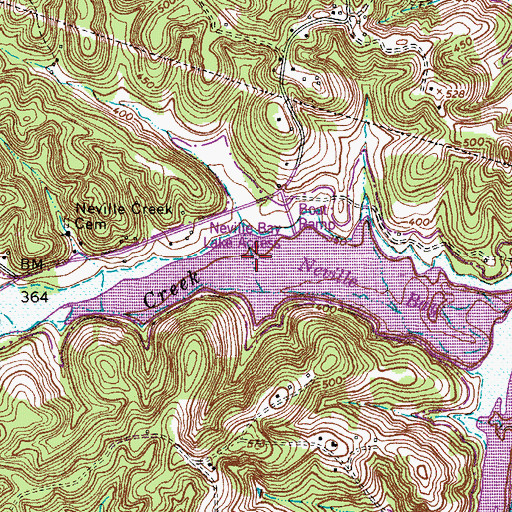 Topographic Map of Neville Bay, TN