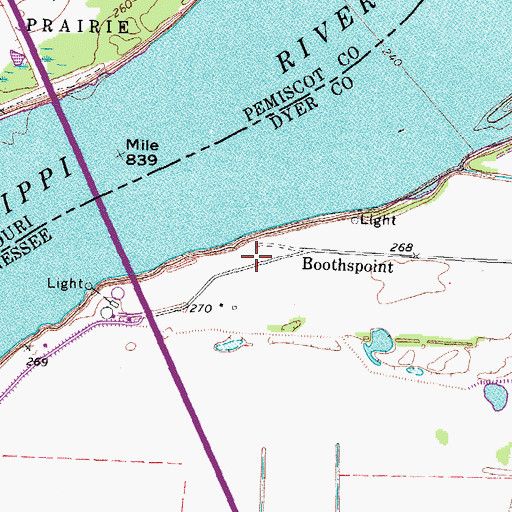 Topographic Map of Booth Point, TN