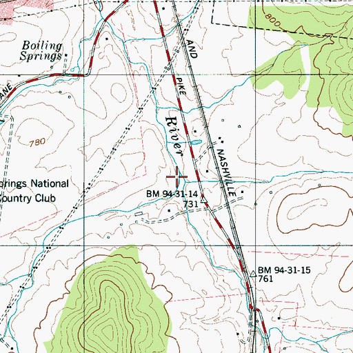 Topographic Map of East Seward Hills Branch, TN
