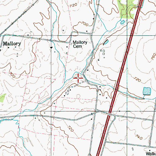 Topographic Map of Jordan Branch, TN