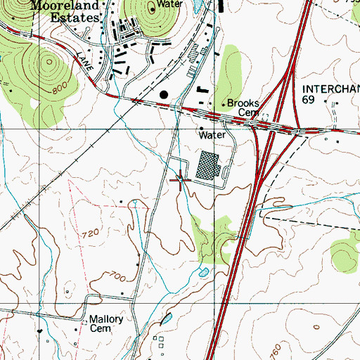 Topographic Map of Mallory Branch, TN