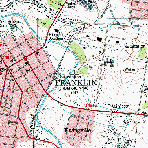 Topographic Map of North Ewingville Creek, TN