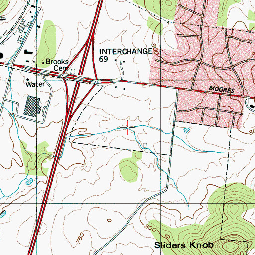 Topographic Map of North Sliders Branch, TN