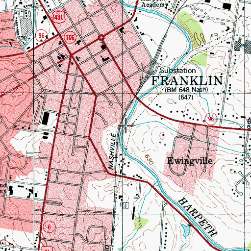 Topographic Map of South Ewingville Creek, TN