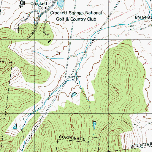 Topographic Map of West Seward Hills Branch, TN