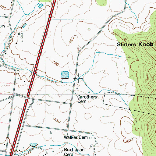 Topographic Map of West Sliders Creek, TN
