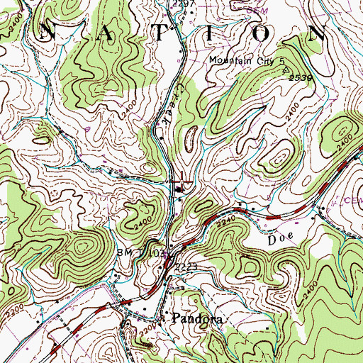 Topographic Map of Bethel School (historical), TN