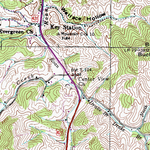 Topographic Map of Center View School (historical), TN