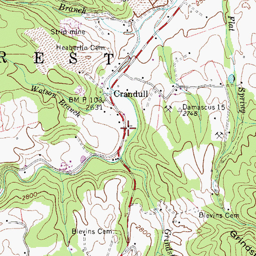 Topographic Map of Crandull School (historical), TN