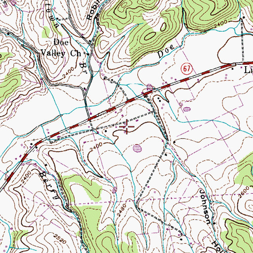 Topographic Map of Doe Valley School (historical), TN
