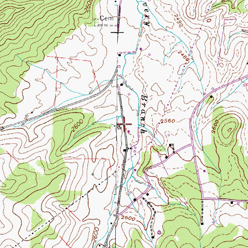 Topographic Map of Ford Cemetery, TN