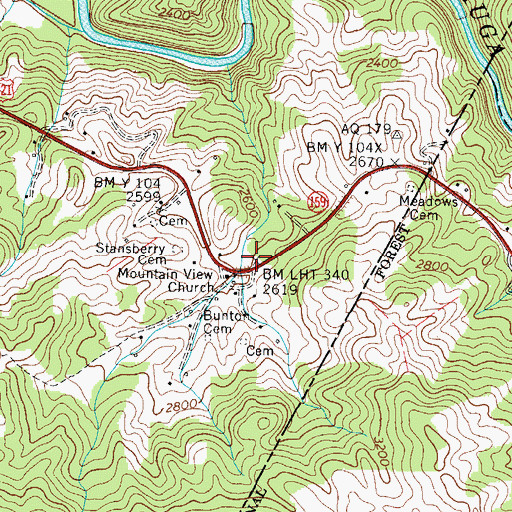 Topographic Map of Meadows School (historical), TN