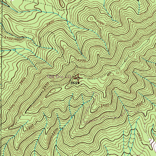 Topographic Map of Old Doe Lookout Tower, TN