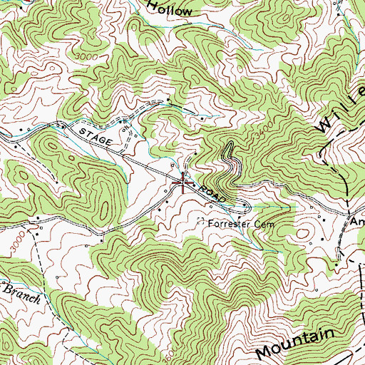 Topographic Map of Osborn, TN