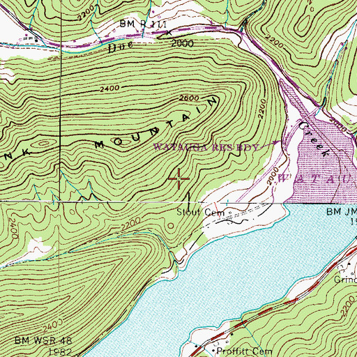 Topographic Map of Sink Moountain Prospect, TN
