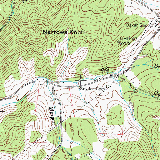 Topographic Map of Snyders School (historical), TN