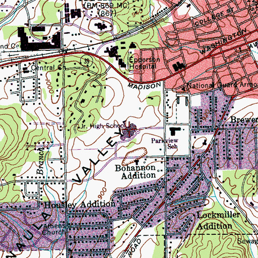 Topographic Map of Athens Junior High School, TN