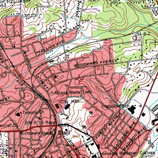 Topographic Map of Clem Jones Heights, TN