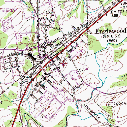 Topographic Map of Englewood Elementary School, TN