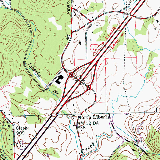 Topographic Map of Interchange 52, TN