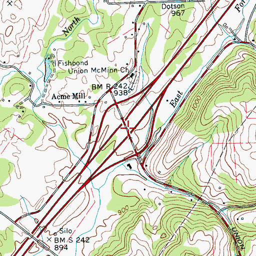 Topographic Map of Interchange 56, TN