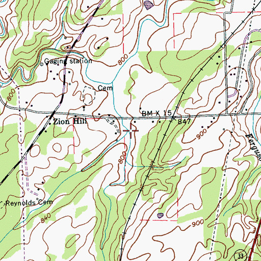 Topographic Map of Jackson Branch, TN